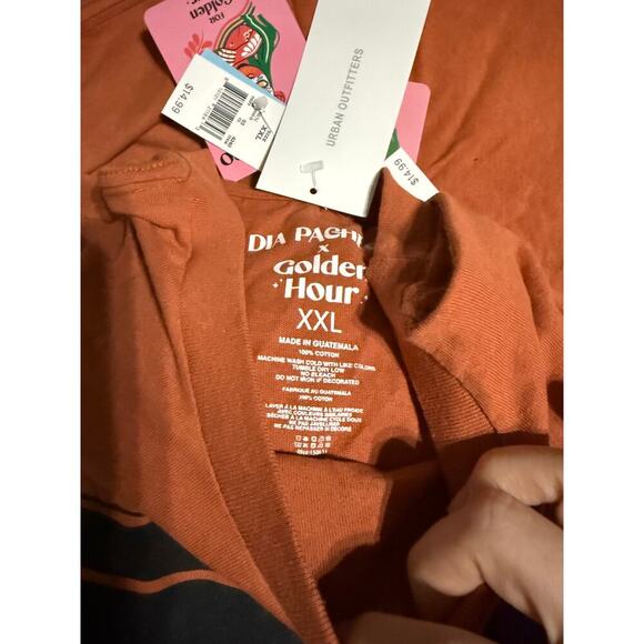 NWT Dia Pacheco x Golden Hour Urban Outfitters‎ Crew Neck Shirt Orange Cotton - Picture 7 of 8
